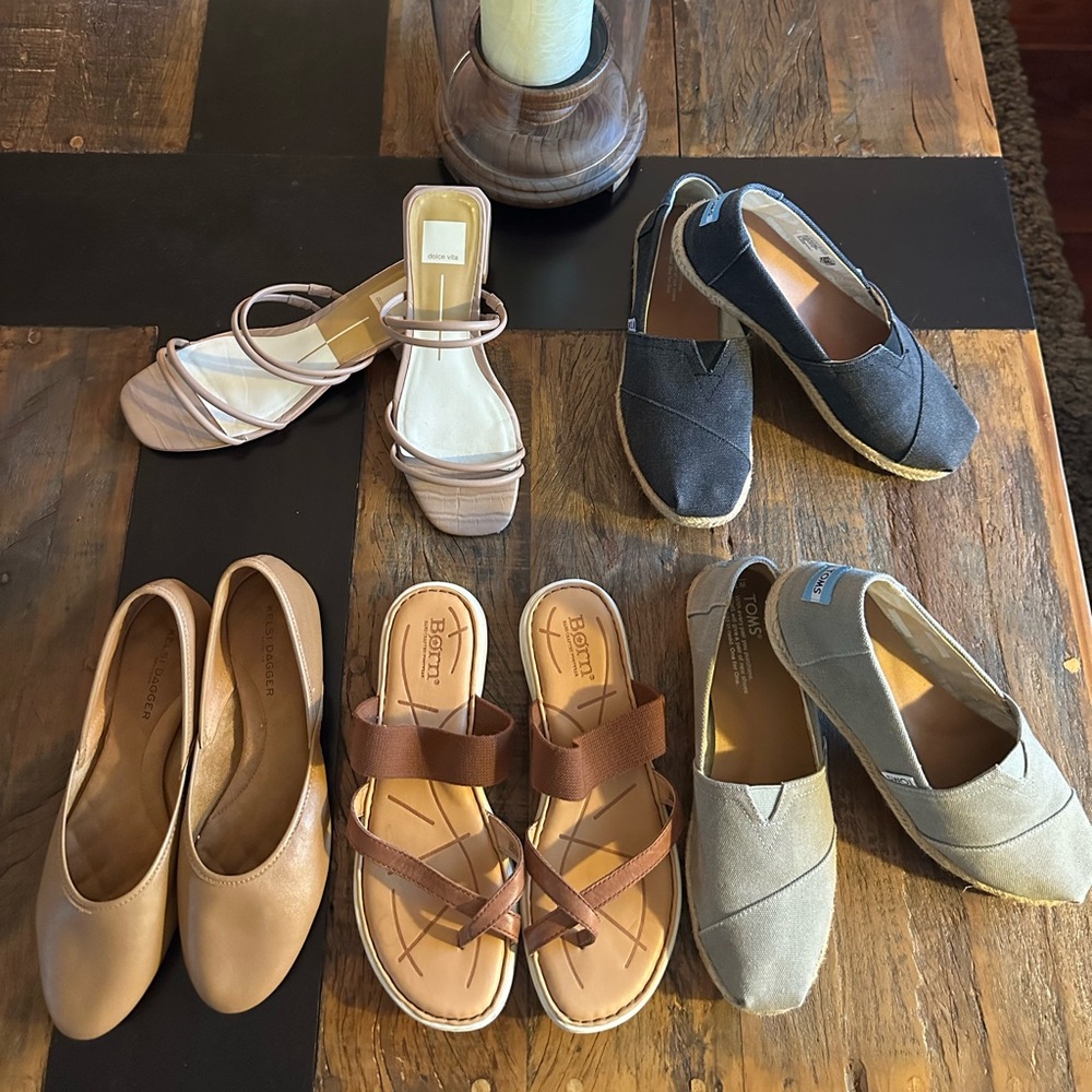 Lot of Women’s shoes- Toms, Born, Kelsi Dagger, Dolce Vita- 7.5